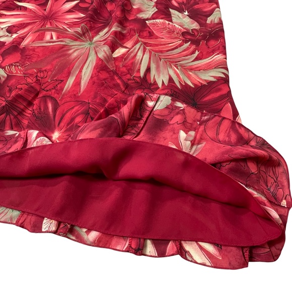 Tanjay plus size 14 red floral long skirt with bottom Ruffles & elastic waist - Picture 4 of 10